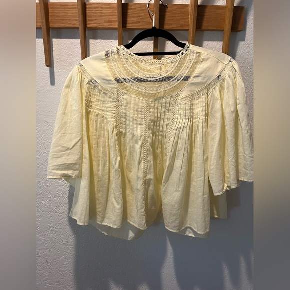 Rebecca Taylor Short Sleeve Applique Top, Color: Light Lemongrass - M - Picture 5 of 12